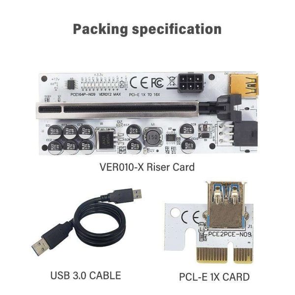 6Pcs Newest Riser VER012 MAX USB 3.0 PCI-E Riser VER 012 MAX Express 1X 16x Extender GPU Riser Adapter Card LED Work Indicator