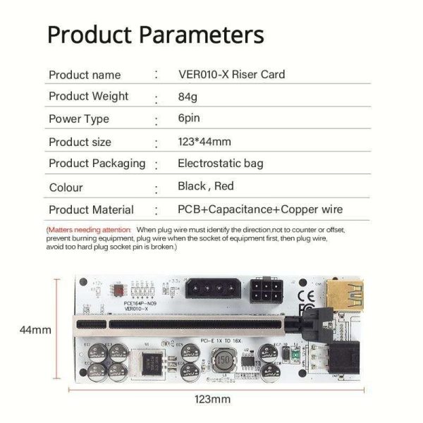 6PCS Riser VER 010X USB 3.0 PCI-E Riser VER010-X Express Cable Riser For Video Card X16 Extender PCI-E Riser Card For Mining
