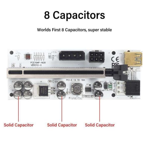 6PCS Riser VER 010X USB 3.0 PCI-E Riser VER010-X Express Cable Riser For Video Card X16 Extender PCI-E Riser Card For Mining