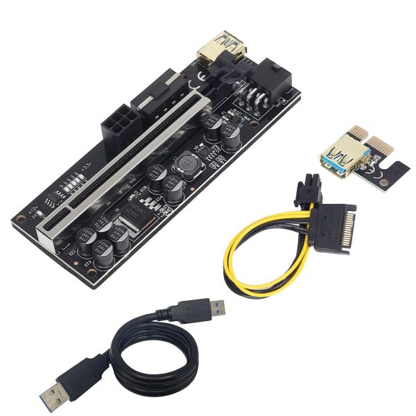 10pcs VER010 USB3.0 PCI-E Riser VER 0010S PLUS Express 1X 16x Extender pcie Riser Adapter Card SATA 15pin to 6pin Power