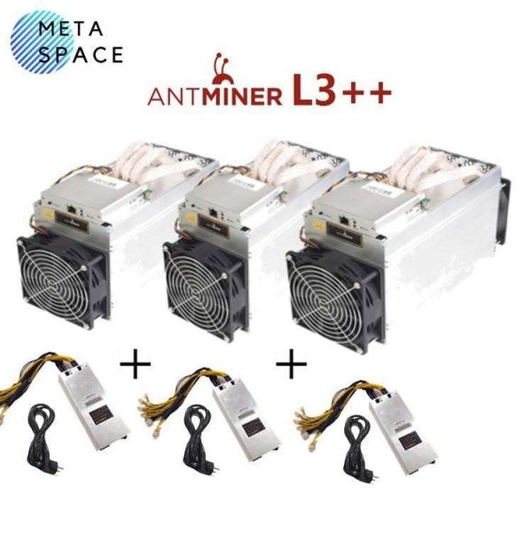 Three Units Sets Bitmain ANTMINER L3++ ASIC Miner Scrypt Litecoin 580MH/s LTC Come with Doge Coin Mining Machine with PSU Blockchain Miners Better Than ANTMINER L3 L3+ S9 S9J