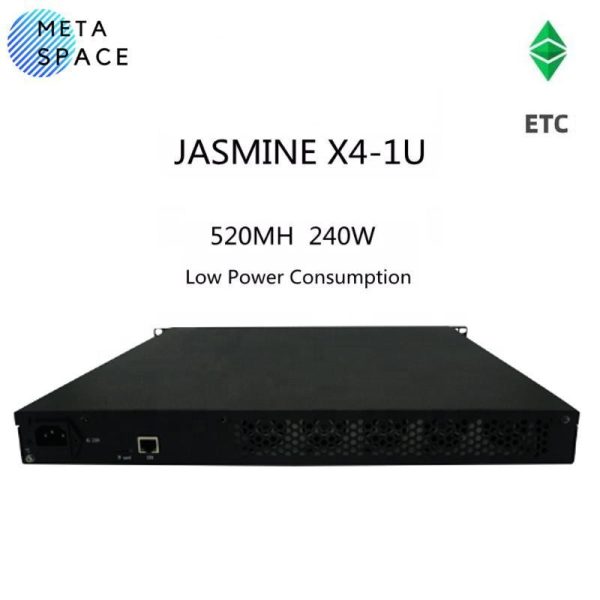 Jasminer X4 1U Server ETC Asic Miner Hashrate of  520MH/s with Lowest Consumption 240W Ethereum Miner Supply and Guaranty by ELEC SPACE