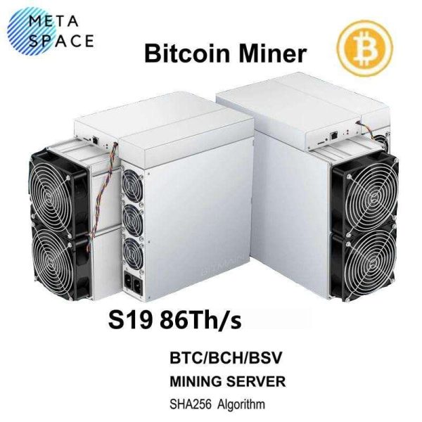 New Bitmain Antminer S19 86Th/s ASIC SHA-256 Crypto Algorithm Bitcoin Miner with Power Supply