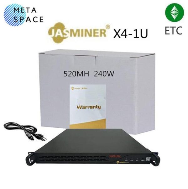 ETC Miner Machine Jasminer X4 1U Server ETC Asic Miner Hashrate of 520MH/s with Lowest Consumption 240W Ethash Algorithm ETC Crypto Mining Machine Supply and Guaranty by ELEC SPACE