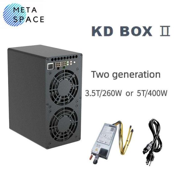 4PCS SETS New KD BOX ii Miner Release Gold-shell KD BOX 2 5.0T Hashrate With Power Supply KDA Miner Better Than kd box pro New kda ASIC miner kd box 2