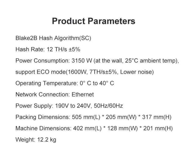 Hot Selling New Release iBeLink BM-S1 Max 12Th/s 2250W Siacoin Miner Blake2B SC Coin Miner Asic Miner With Power Supply Included