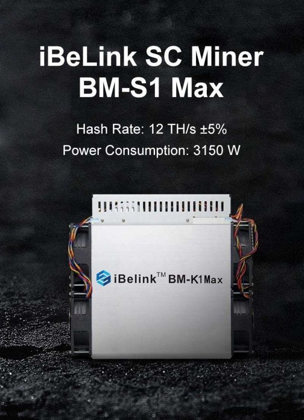 Hot Selling New Release iBeLink BM-S1 Max 12Th/s 2250W Siacoin Miner Blake2B SC Coin Miner Asic Miner With Power Supply Included