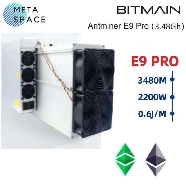 New Bitmain Antminer E9 Pro 3480MH/s 2200W ETC ETHW ETCZIL Most Powerful Miner EtHash algorithm with hashrate 3.48Gh/s E9 pro 3480M ETC Mining Rig Power Supply Included