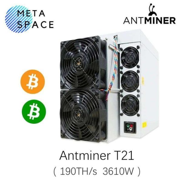 New Bitmain Antminer T21 190TH/S 3610W Bitcoin Miner BTC Miner T21 190T ASIC Miner with Power Supply Better Than Antminer T19 S19 S19K PRO