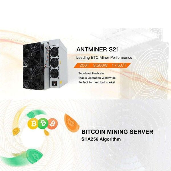 New Bitmain Antminer BCH BTC Miner Antminer S21 200Th/s 3550W Best Profitable Bitcoin Miner S21 200T ASIC Bitcoin Mining Machine Better Than Antminer S19 Pro S19 T19 S19XP S19K pro