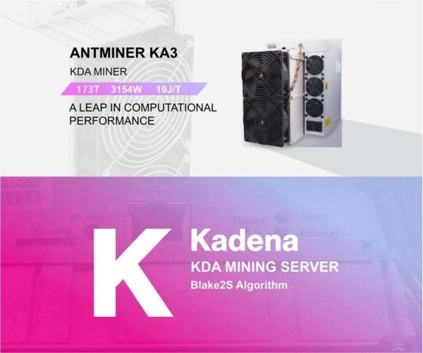 New Bitmian Antminer KA3 173Th/s 3154W Blake2S Algorithm (KADENA) Most Efficient KAD Miner KDA Mining Machine Antminer KDA 173T