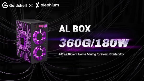 NEW Gold-shell AL BOX 360Gh/s 180W ALPH Miner Blake3 Algorithm Alephium Miner Machine ALPH Mining Asic Miner Gold shell box Miner