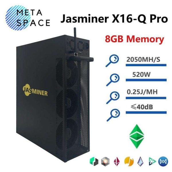 New Jasminer X16Q Pro 2050Mh/s 520W ETC miner 8Gb wifi JASMINER X16 High Throughput Quiet Pro Asic Miner ETC Ethash ETHW Miner Better Than jasminer x16Q 1950M