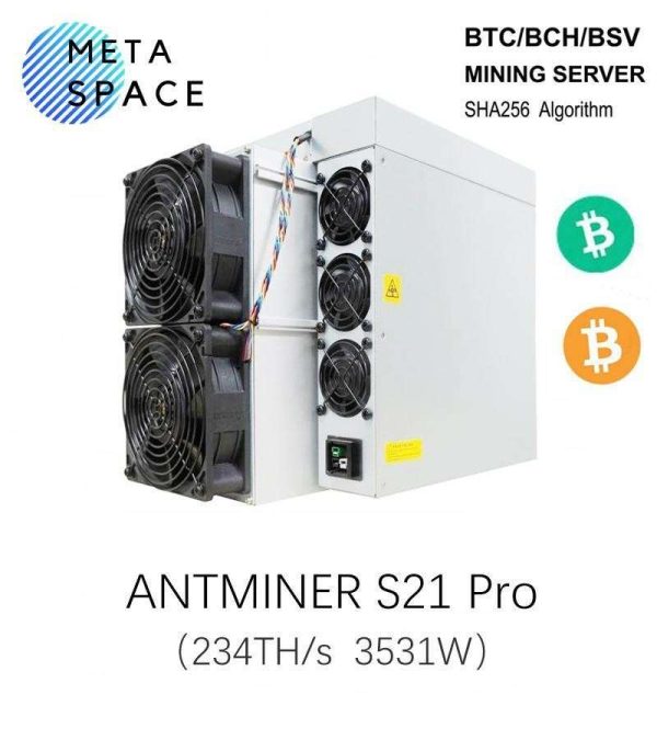 New Bitmain Antminer S21 Pro 234TH/s 3510W BCH BTC Miner Best Air-cooling Bitcoin Miner Better Than Antminer S21 S19 Pro S19 WhatsMiner M50