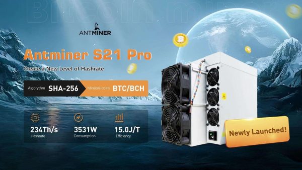 New Bitmain Antminer S21 Pro 234TH/s 3510W BCH BTC Miner Best Air-cooling Bitcoin Miner Better Than Antminer S21 S19 Pro S19 WhatsMiner M50