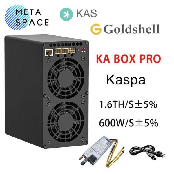 New Gold-shell KA BOX Pro 1.6Th/s 600W Kaspa Miner KAS Mining Crypto Machine With 750W PSU Kaspa Rig Asic Miner Gold-shell KAS Miner Box