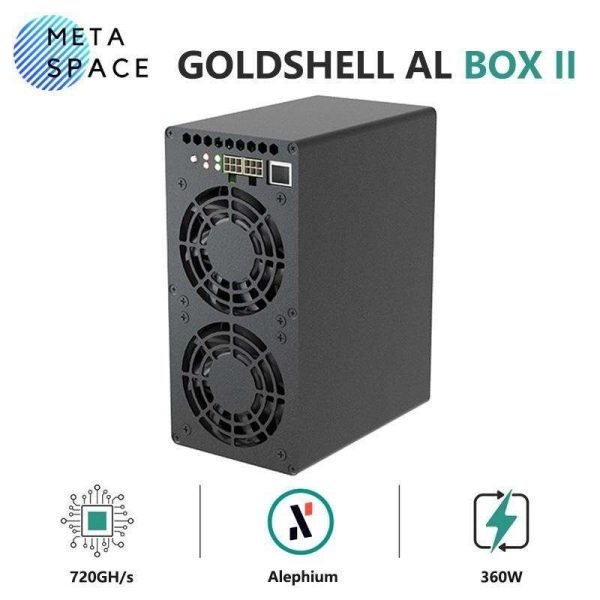 New Gold-shell AL BOX II 720Gh/s 360W ALPH Miner With Power Supply Blake3 Algorithm Alephium Miner AL BOX 2 Gold-shell ALPH Box