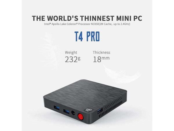 2022 T4 Pro Mini PC Intel Celeron N3350 2.4GHz Windows 10 Desktop 4GB+64GB 2.4/5.8GHz WiFi BT4.0 4K Desktop Computer