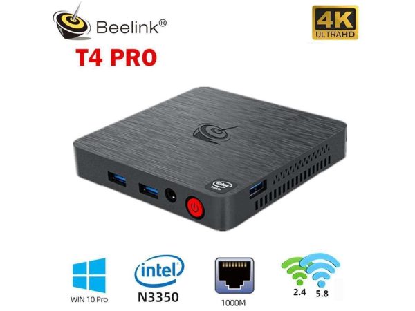 T4 Pro 4K Mini PC Intel N3350 Windows10 1000M 2* Dual Display Office Computer 2.4G/5G WIFI BT Desktop MINI PC TV BOX