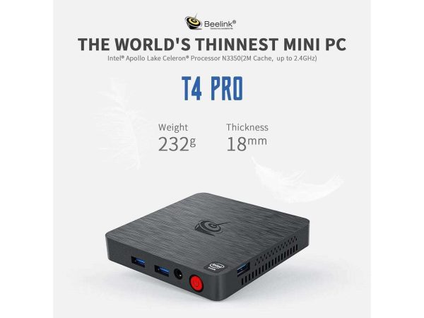 T4 Pro 4K Mini PC Intel N3350 Windows10 1000M 2* Dual Display Office Computer 2.4G/5G WIFI BT Desktop MINI PC TV BOX