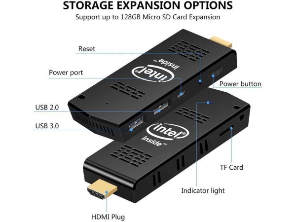 PC Stick Mini Computer Stick with Intel Atom Z8350 & Windows 10 Pro 4GB RAM 64GB ROM Support 4K HD,Dual Band WiFi 2.4G/5G, Bluetooh 4.2,Support Auto-On After Power Failure AIOEXPC