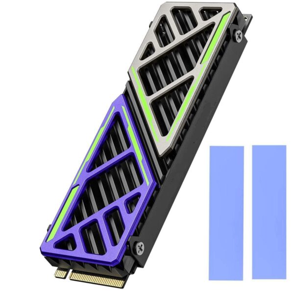 2024 NEW M.2 SSD HeatSink, M.2 Heatsink Cooler for PC/PS5/mATX/MiniATX, NVMe M.2 2280 SSD Double-Sided Heat Sinks with Silicone Thermal Pad, Low Profile Aluminum Convective NVMe Heatsink