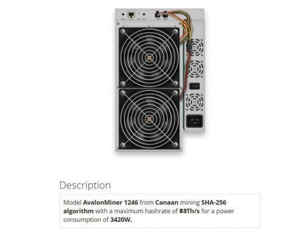 New AvalonMiner 1246 83TH/s Bitcoin Miner Asic Miner Crypto SHA-256 Mining Machine With Original Power Supply