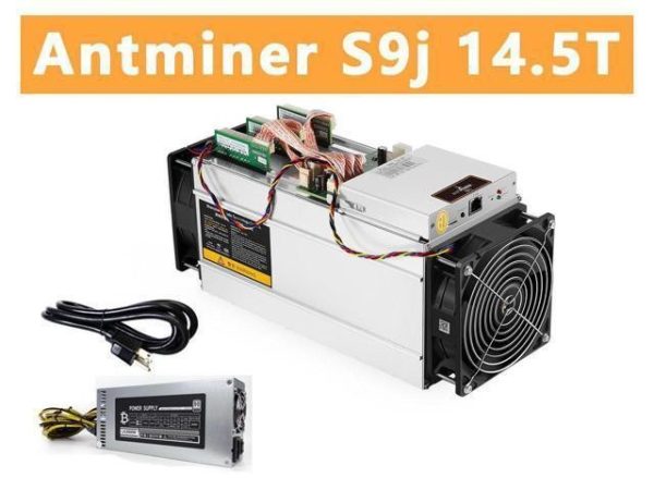 ANTMINER S9j 14.5TH/s ( New 110V-220V PSU and US Power Cord Included ) Bitcoin Miner BTC Mining Machine ASIC Miner Superior to BITMAIN ANTMINER L3 L7 S9 S11 S17 S19 T17 E9