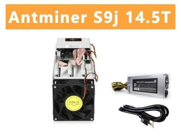 ANTMINER S9j 14.5TH/s ( New 110V-220V PSU and US Power Cord Included ) Bitcoin Miner BTC Mining Machine ASIC Miner Superior to BITMAIN ANTMINER L3 L7 S9 S11 S17 S19 T17 E9