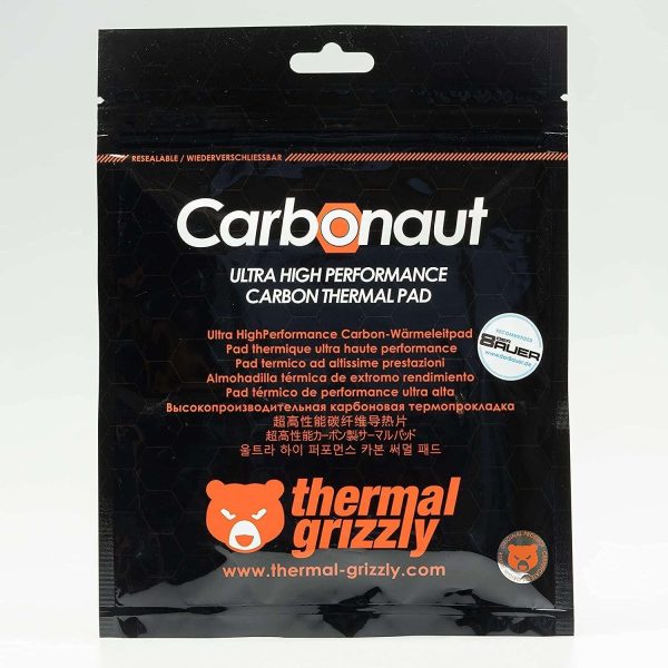 Thermal Grizzly Carbonaut - Carbon Thermal Pad 32x32x0.2mm, Flexible and Reusable, Non-Adhesive, Very High Thermal Conductivity, Conducts Electricity!