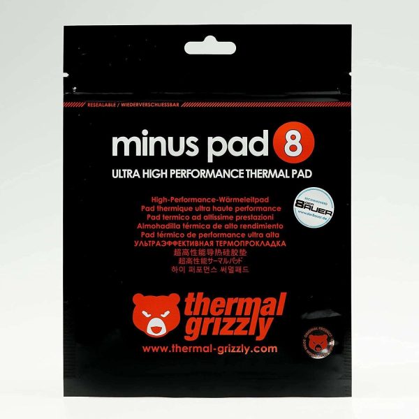 Thermal Grizzly Minus Pad 8 (Thermal Pad) Silicone, Self-Adhesive, Thermally Conductive Thermal Pad - Conducts Heat and Cools The Heating Elements of The Computer or Console -100x100x2.0mm