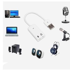 Etmakit 3D White 2.0 Virtual 7.1 Channel External USB Audio Sound Card Adapter Sound Cards For Laptop PC Mac With Cable