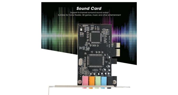 PCIe Sound Card, Sound Card 6 Channels Stereo Desktop Audio Signal Conversion Hardware with Driver CD for Windows 7/Vista/XP 32/64bit