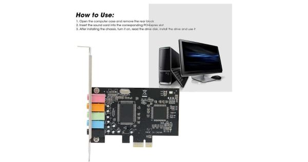 PCIe Sound Card, Sound Card 6 Channels Stereo Desktop Audio Signal Conversion Hardware with Driver CD for Windows 7/Vista/XP 32/64bit