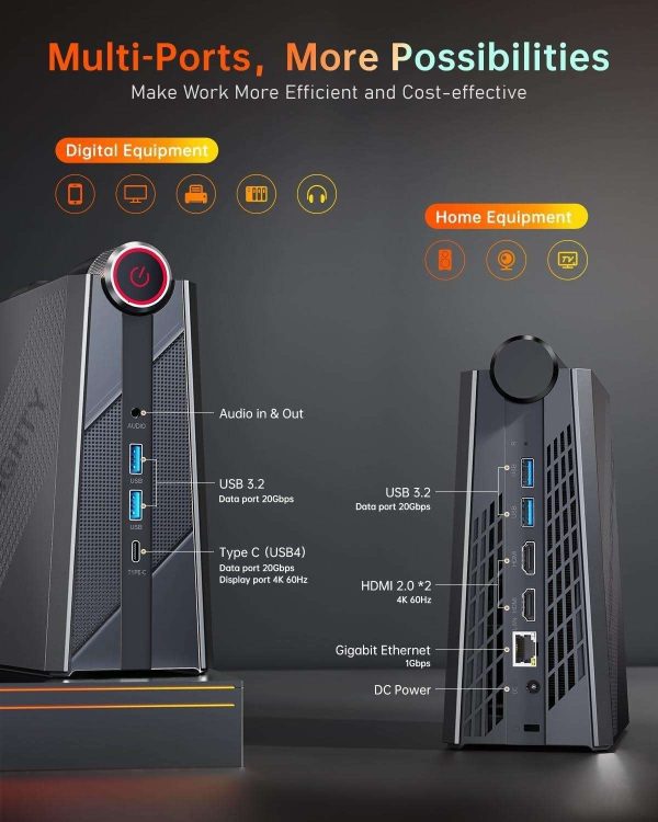 KAMRUI Intel Core i7-12650H Mini Gaming PC, 32GB DDR4 Dual Channel 512GB M.2 NVME SSD, Mini Tower PC Windows 11 Pro with 4K Triple Display, Type C, WiFi 6, BT 5.2, Mini Desktop Computer for Office