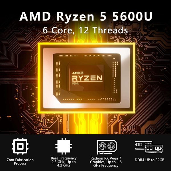 ACE [Dual LAN Mini Gaming PC] AMD Ryzen 7 5700U Mini PC (8C/16T, up to 4.3Ghz) 32GB DDR4 512GB NVMe SSD Mini Computers, 4K Triple Display Mini Desktop WiFi6/Bluetooth/Dual Channel