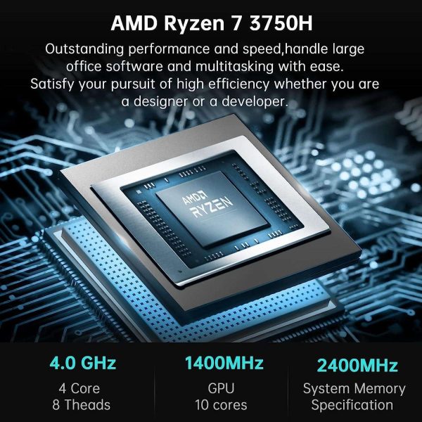 KAMRUI AM02 AMD Ryzen 7 3750H Mini PC Windows 11 Pro 16GB RAM 512 GB SSD Micro Desktop Computers, Radeon RX Vega 10 Graphics, DP 4K Dual Screen, Small Form Factor for Office Video Editing Light Gaming