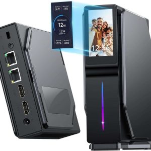 4K S1 Mini PC Intel N97 CPU (up to 3.6 GHz), 16GB DDR4 RAM 512GB M.2 SSD Mini Computer with LCD Screen, Vertical Mini Desktop PC with RGB Light, WiFi 6/BT 5.2/4K UHD/Dual LAN for Home/Office