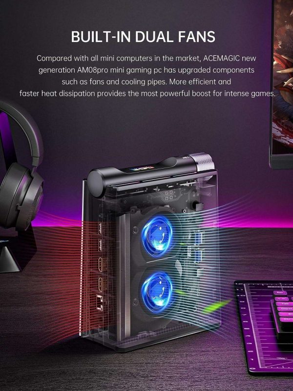 Mini Gaming PC AMD Ryzen 9 6900HX (up to 4.9GHz) Windows 11 Mini Computer 32GB DDR5 512GB NVMe SSD Mini PC [3 Modes/RGB Lights] Mini Desktop Computer Dual Channel/WiFi6/BT5.2/4K UHD