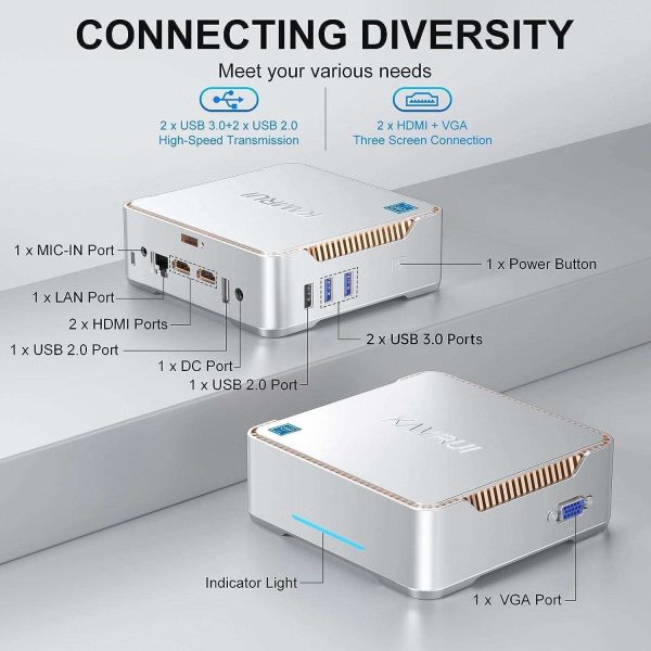 KAMRUI GK3PLUS Mini PC 16GB DDR4 1TB SSD, 12th Gen Intel Alder Lake-N95(up to 3.40GHz) Mini Desktop Computer, Support 2xHMDI+VGA 4K Triple Display for School/Home/Office PC