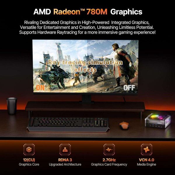 AM18 Mini PC, AMD Ryzen 7 7840HS (8C/16T, up to 5.1GHz), 32GB DDR5 512GB PCle 4.0 M.2 SSD, Windows 11 Mini Computer AMD Radeon 780M, USB4+HDMI+DP, WiFi 6/2.5G LAN/BT5.2/8K Triple Display Gaming/Office