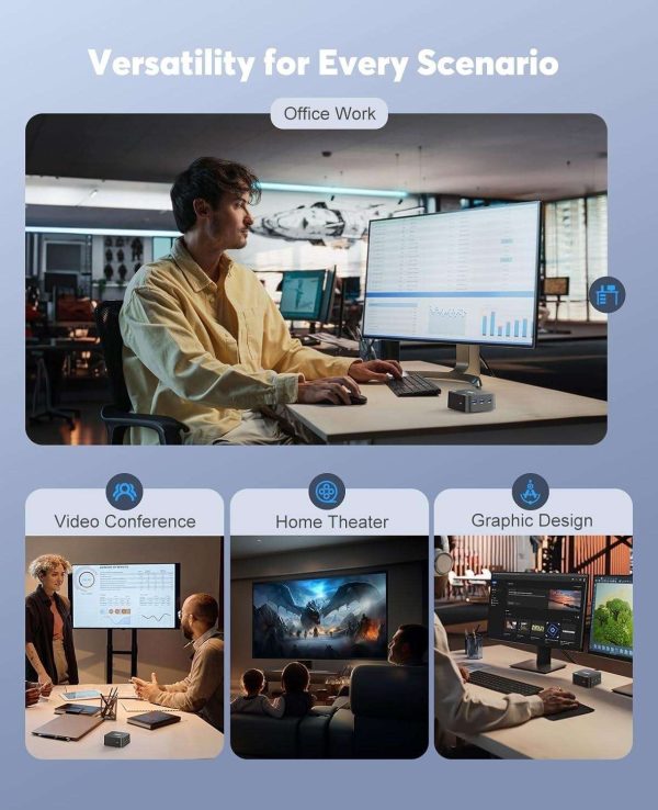 T8PLUS Mini PC with Intel Alder Lake N97(up to 3.60 GHz), 16GB RAM 512GB ROM Small Desktop Computer, Windows 11 4K UHD Mini Computers Support WiFi 6 BT5.2 Dual HDMI LAN on Business Home