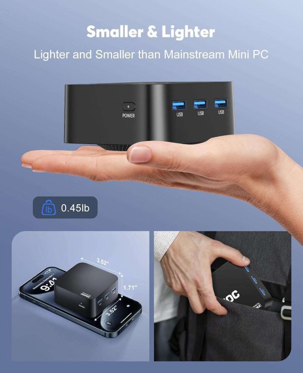 T8PLUS Mini PC with Intel Alder Lake N97(up to 3.60 GHz), 16GB RAM 512GB ROM Small Desktop Computer, Windows 11 4K UHD Mini Computers Support WiFi 6 BT5.2 Dual HDMI LAN on Business Home