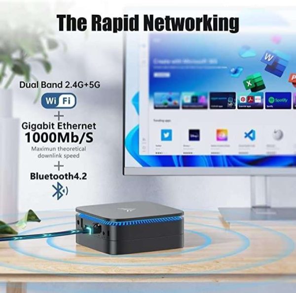 KAMRUI 4K Mini PC AK1PLUS 16GB RAM Intel 12th Alder Lake N100 Windows 11 HDMI 512GB M.2 SSD 2.4 & 5G Wi-Fi and support WIFI 5 expand the storage up to 2TB