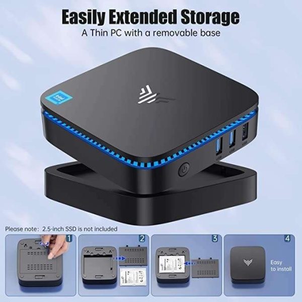 KAMRUI 4K Mini PC AK1PLUS 16GB RAM Intel 12th Alder Lake N100 Windows 11 HDMI 512GB M.2 SSD 2.4 & 5G Wi-Fi and support WIFI 5 expand the storage up to 2TB