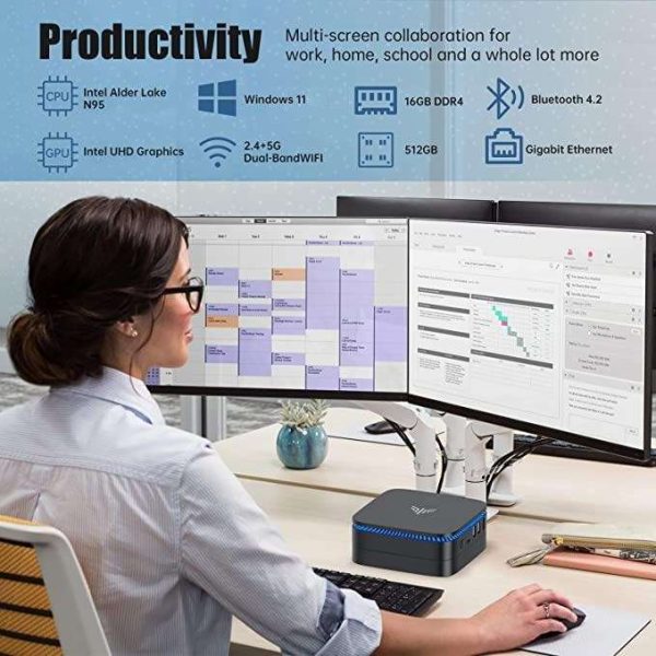 KAMRUI 4K Mini PC AK1PLUS 16GB RAM Intel 12th Alder Lake N100 Windows 11 HDMI 512GB M.2 SSD 2.4 & 5G Wi-Fi and support WIFI 5 expand the storage up to 2TB