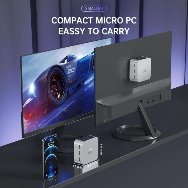 ACE Mini PC Windows 11, 12th N100 12GB LPDDR5 256GB M.2 SSD Mini Desktop Computers, Micro Pc with 3 HDMI Support 4K UHD, Dual Gigabit Ethernet, 2.4G/5G WiFi/BT4.2