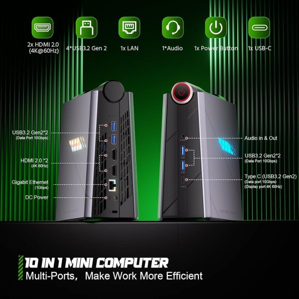 KAMRUI 4K Mini Gaming PC i9, i9-11900H Processor(Up to 4.9GHz), Mini PC Gaming 16GB RAM 512GB NVME SSD, Mini Computers Desktop with 3 Modes/RGB/Dual Fans/Wifi 6/BT5.2