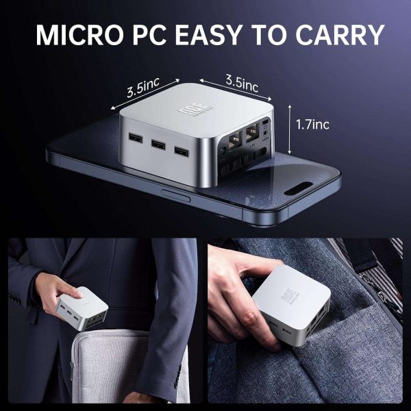 T8PLUS Mini PC Windows 11 Pro, 12th N100 16GB LPDDR5 512GB M.2 SSD Mini Desktop Computers, Micro Pc with 3 HDMI Support 4K UHD, Dual Gigabit Ethernet, 2.4G/5G WiFi/BT4.2