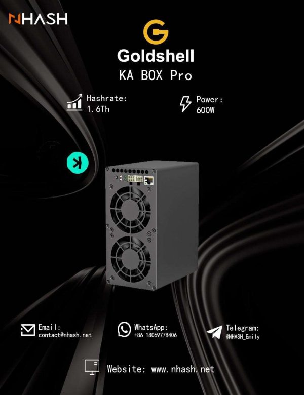 GOLDSHELL New KA BOX Pro 1.6Th/s Kaspa Miner 600W KAS Crypto Mining Machine Kaspa Rig Asic Miner KAS Miner Low Noise Good for Home Mining